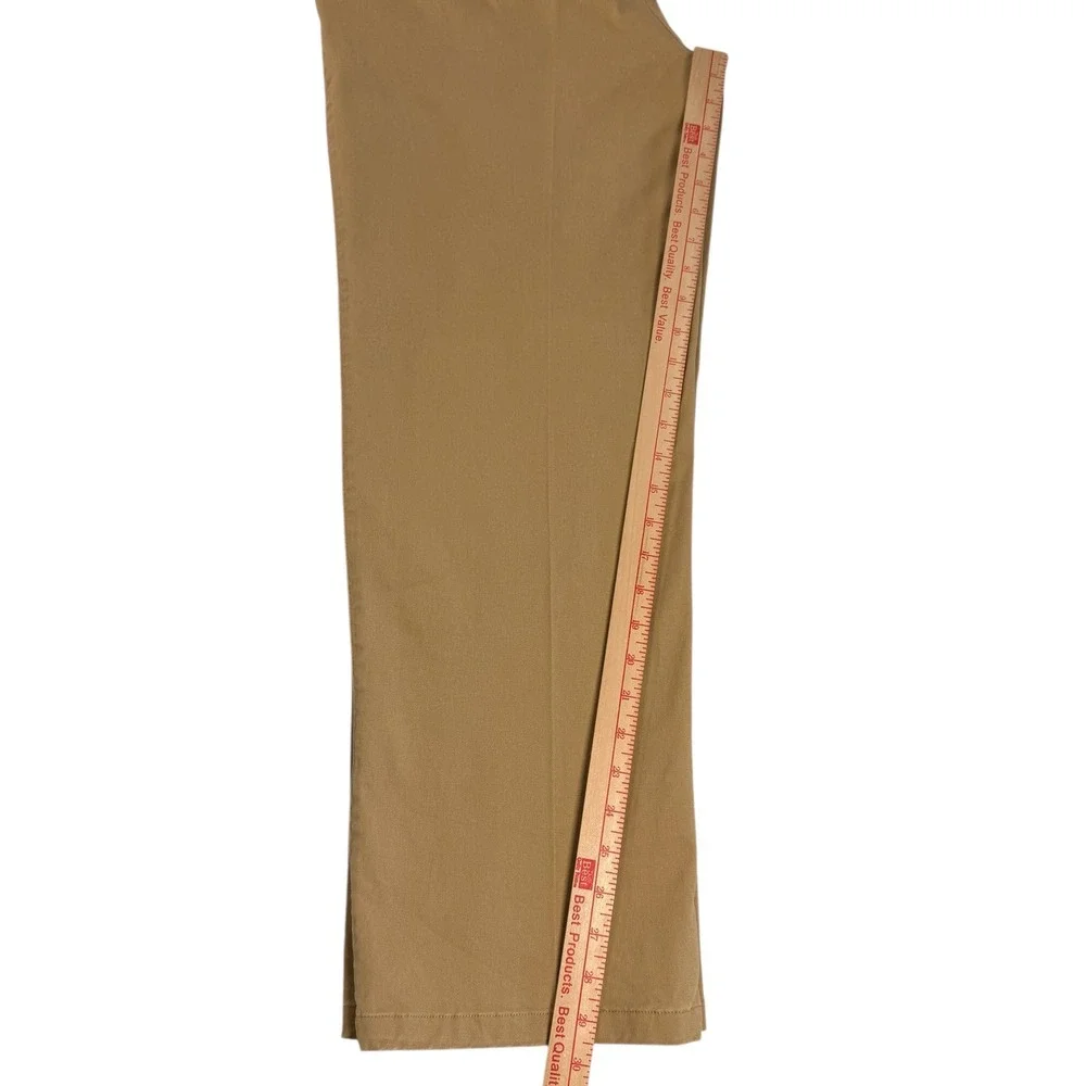 Linea Uomo LU Mens Khaki Pants W38 L32 Stretch Flat Front Camel Chino 36x29.5